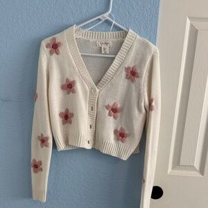 Jessica Simpson Cream and Pink Floral Cardigan